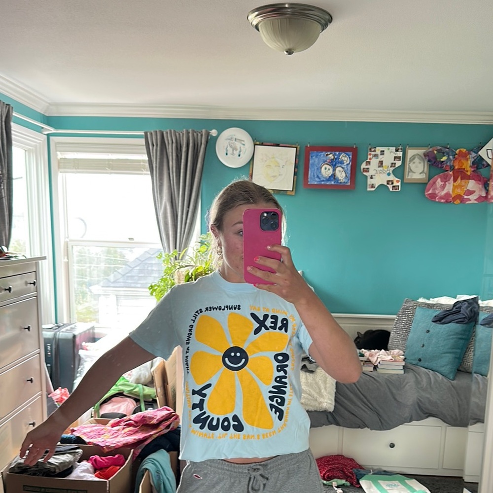 Rex Orange County Light Blue Tee with Yellow Graphic